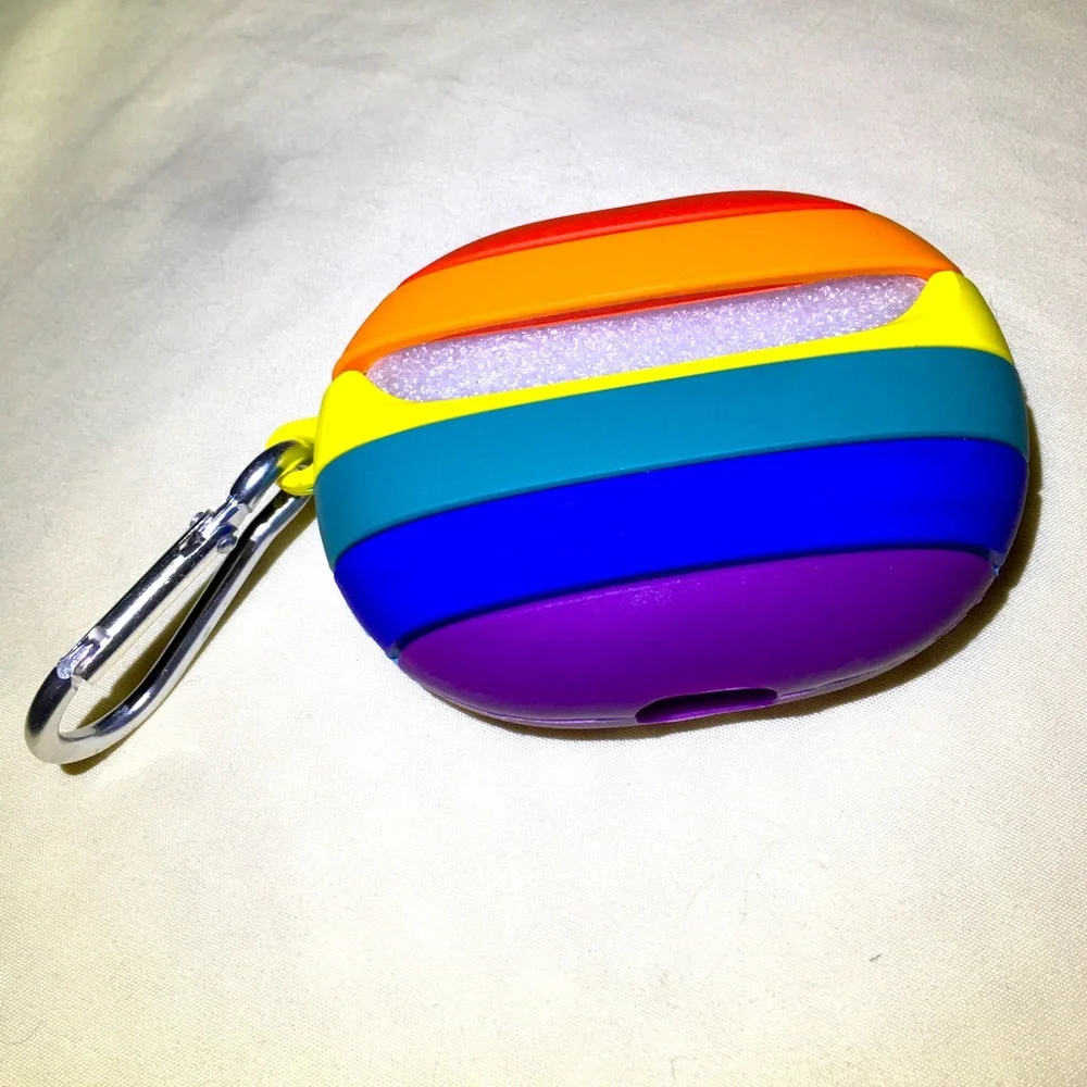 For Beats Studio Wireless Earbuds Soft Silicone RAINBOW Case Cover Keychain /131